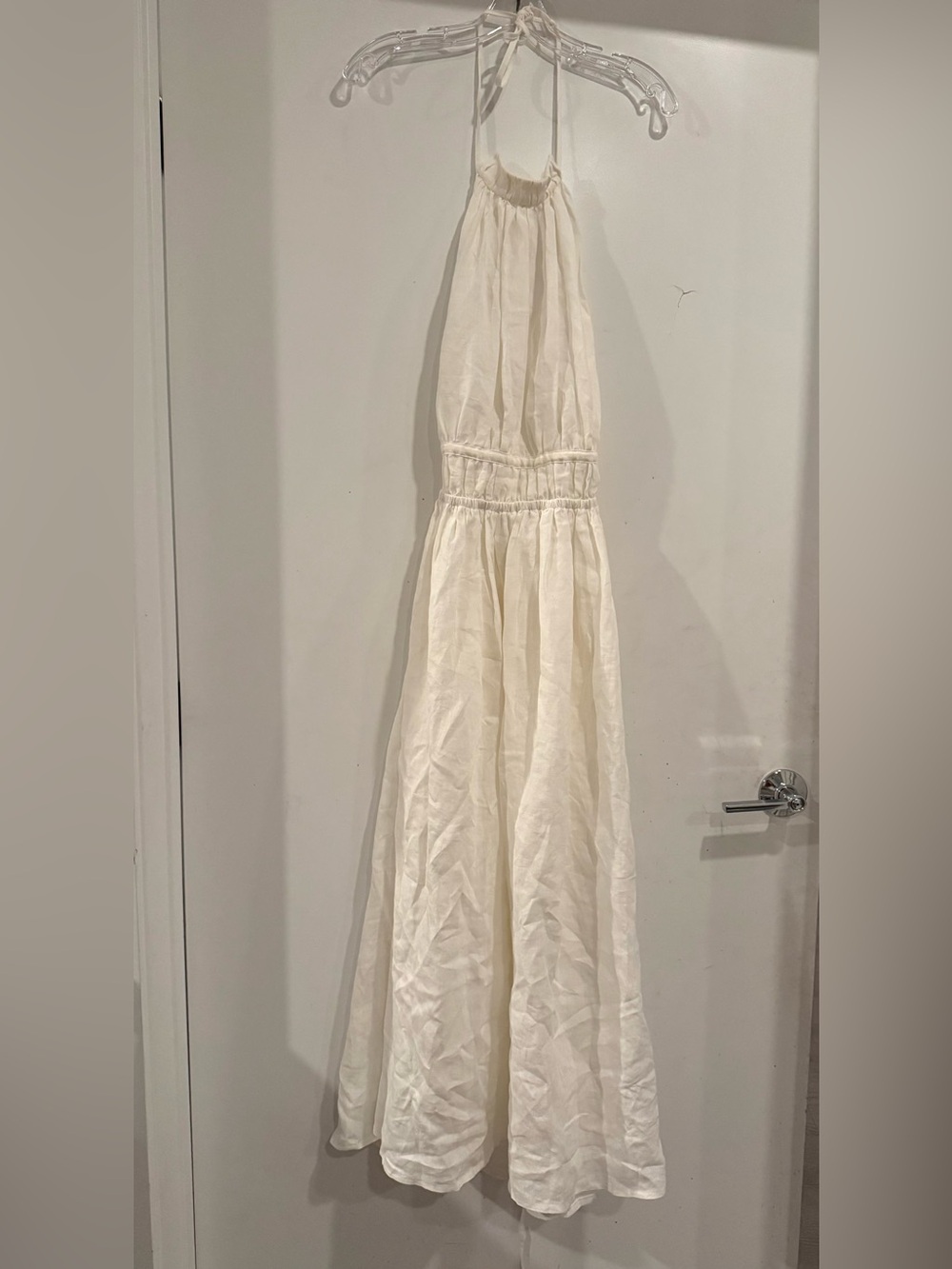 Piece Of White Guiliana Ooen Back Halter Linen Midi Dress Size M — image 2 of 5